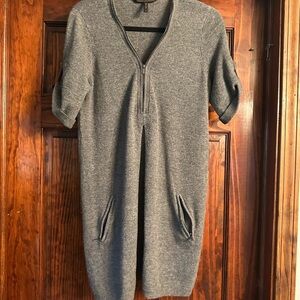 Wool Gray Zip-Up Sweater Dress